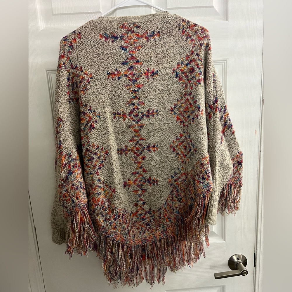 Multicolor Patterned Fringe Sweater - image 3